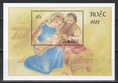 Congo RD 1981 - Crăciun, Colita, MNH foto