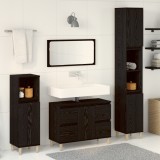 VidaXL Set mobilă baie 3 piese Stejar negru Lemn prelucrat