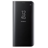 Husa Flip Mirror Stand Samsung Galaxy S8 Plus, Piele Ecologica, Policarbonat, Negru