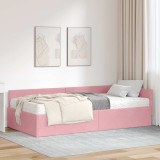 Cumpara ieftin Cadru de pat coltar cu saltea 2 buc. Roz 80 x 200 cm Catifea
