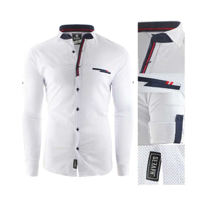 Camasa pentru barbati, alba, slim fit, casual - Nice Camasa pentru barbati, alba, slim fit, casual - Nice