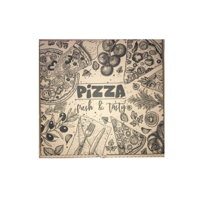 Set 100 Cutii Pizza Corolla Packaging, 24x3.5x24 cm, Model Pizza Fresh &amp;amp; Tasty, Natur foto
