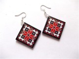 Cercei cu motiv traditional din lemn, cercei sub forma de romb 40656