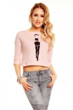 N741-5112 Top scurt cu maneci trei sferturi