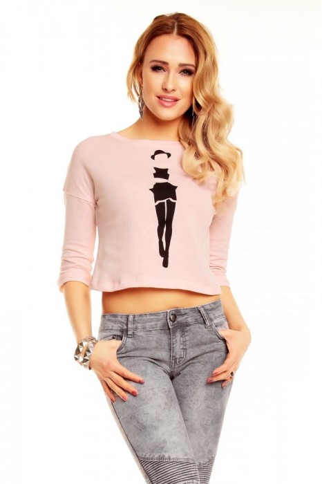N741-5112 Top scurt cu maneci trei sferturi