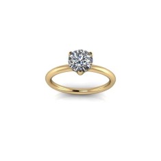 Inel de logodnă din aur galben de 14k, decorat cu piatră de zirconiu - 52