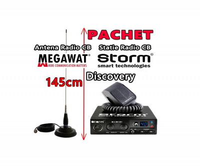 Statie Radio CB STORM Discovery IV + Antena Radio CB Megawat ML145 cu Magnet Megawat 145PL foto