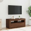 VidaXL Comodă TV cu lumini LED, stejar maro, 90x35x40 cm