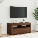 vidaXL Comodă TV cu lumini LED, stejar maro, 90x35x40 cm