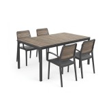 Porto Nova 160 4+1 brațe set mobilier de grădină nuc-grafit