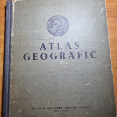 atlas geografic - din anul 1953 - 76 pagini format mare,coperti cartonate