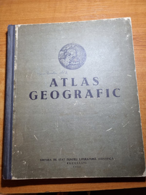 atlas geografic - din anul 1953 - 76 pagini format mare,coperti cartonate foto