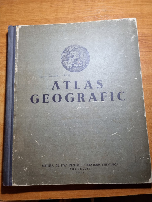 atlas geografic - din anul 1953 - 76 pagini format mare,coperti cartonate