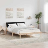 vidaXL Cadru de pat Maro și negru 135 x 190 cm Lemn masiv de pin 878691