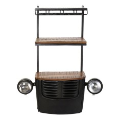 Suport pentru Sticle DKD Home Decor Mașină Lemn de salc&acirc;m Fier Gri &icirc;nchis (83 x 30 x 104 cm)