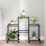 Cumpara ieftin Suport pentru flori cu roți, 83x25x63,5 cm, negru, fier