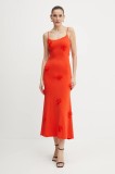 Bardot rochie culoarea rosu, midi, dreaptă, 59301DB