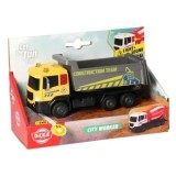 DICKIE TOYS CITY WORKER VEHICUL DE CONSTRUCTII CU LUMINI SI SUNETE CAMION GALBEN 17CM
