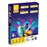 Set vopsit oua cu autocolante neon, 6 culori, pentru 60 de oua, CMCLASS