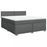 Cumpara ieftin Pat box spring cu saltea, gri inchis, 180x200 cm, textil