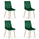 Cumpara ieftin Set 4 scaune bucatarie/living, Artool, Libra, catifea verde, picioare metal natur, 45x54x86.5 cm