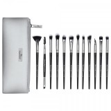 Set 12 pensule machiaj Senso Pro Milano Black Silver + Borseta, Sensopro