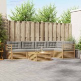 vidaXL Set de canapele de exterior 6 pcs Alb și gri deschis Poliester 3390506