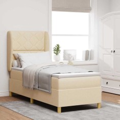 vidaXL Pat cu saltea cu arcuri Gri &icirc;nchis 90x190 cm Crem 80 x 200 cm