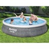 Piscina gonflabila Bestway Fast Set 396x84cm, cu pompa de filtrare, gri, model ratan, 7340L