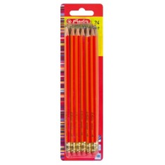 Set creioane HB Herlitz, lacuite, cu radiera, rosu, 24 buc/set