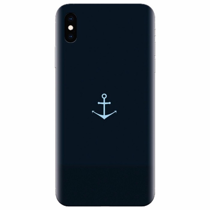 Husa silicon pentru Apple Iphone XS, Blue Navy Anchor Illustration Flat