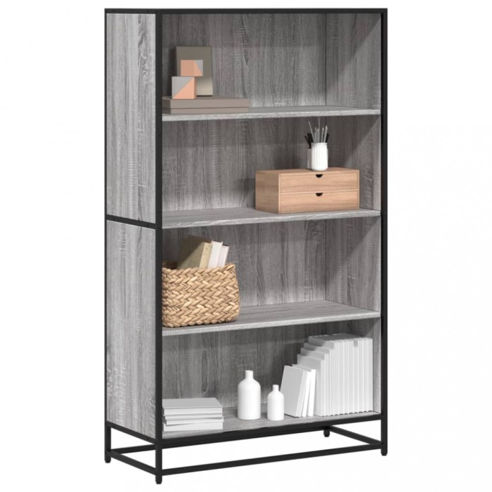 Gossi biblioteca, gri sonoma, 80,5x35x139 cm, lemn prelucrat