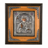 Icoane argintate, Icoana Sfantul Nicolae, dim 34cm x 38 cm, cod A-05
