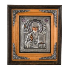 Icoane argintate, Icoana Sfantul Nicolae, dim 34cm x 38 cm, cod A-05 foto