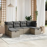 Cumpara ieftin Set canapele de grădină cu perne, 6 piese gri deschis poliratan