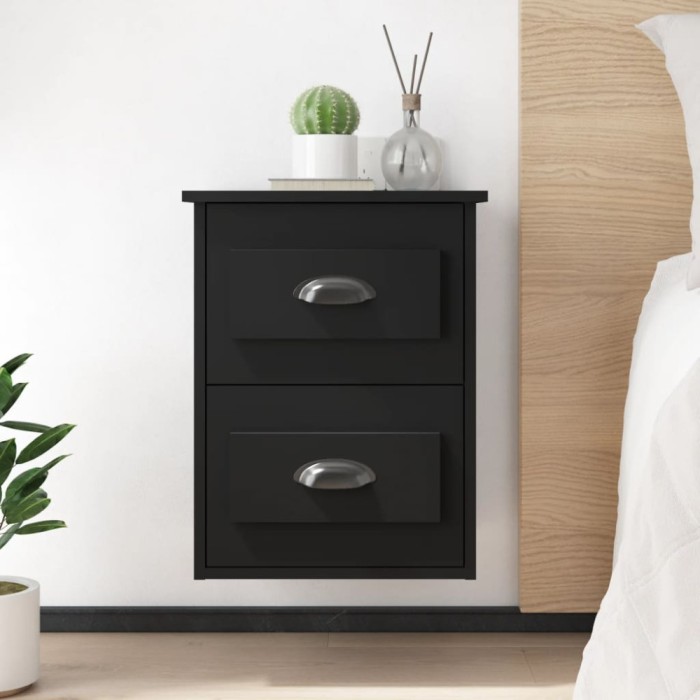vidaXL Noptieră de perete, negru, 41,5x36x53cm 816394