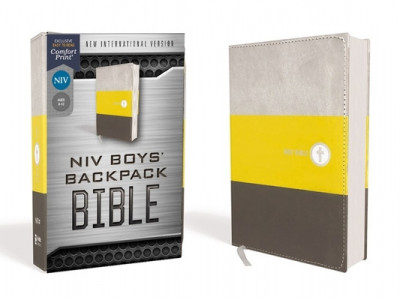 Niv, Boys&amp;#039; Backpack Bible, Compact, Leathersoft, Yellow/Gray, Red Letter Edition, Comfort Print foto