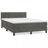 Cumpara ieftin Pat box spring cu saltea, gri inchis, 140x190 cm, catifea