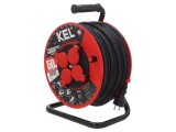Prelungitor alimentare KEL 3x2,5mm&sup2; 50m 4 prize gumă negru bobinat