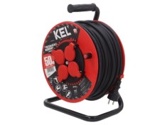 Prelungitor alimentare KEL 3x2,5mm&sup2; 50m 4 prize gumă negru bobinat