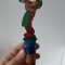 * Dop de pluta pentru sticla, vintage, anii 50-60, Germania, decorat cu figurina betiv traforaj in lemn si pictat manual