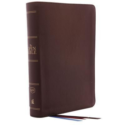 The Kjv, Open Bible, Genuine Leather, Brown, Red Letter Edition, Comfort Print: Complete Reference System foto