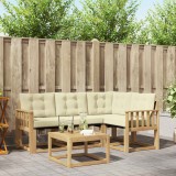 vidaXL Set canapele gradina exterior lemn acacia textilene alb crem 5 piese