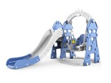 Cumpara ieftin Tobogan MyKids 4in1 cu Leagan, Cos Baschet si Muzica, Exterior/Interior, 156cm Alunecare, 2-4 Ani, Albastru