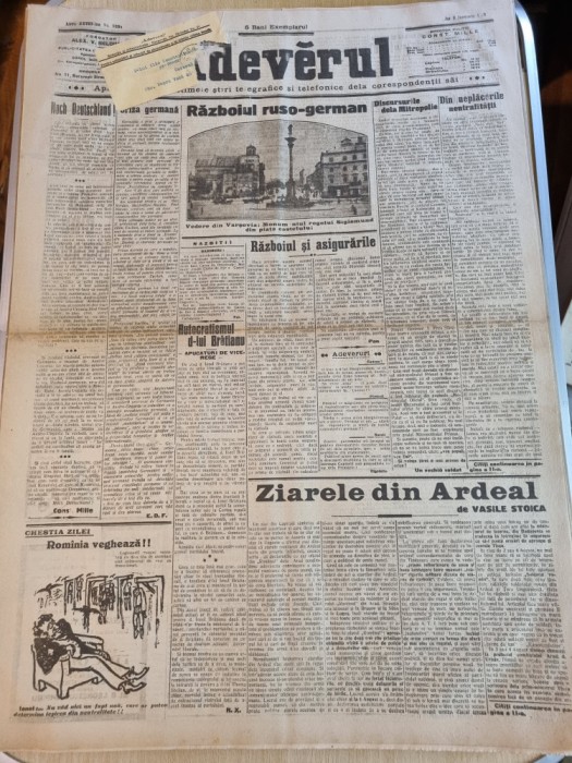 adevarul 8 ianuarie 1915-primul razboi mondial,art.bratianu,ziarlele din ardeal