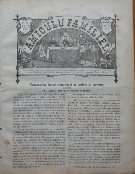 Ziarul Amiculu familiei , an 4 , nr. 24 , Gherla , 1880 , Petre Dulfu