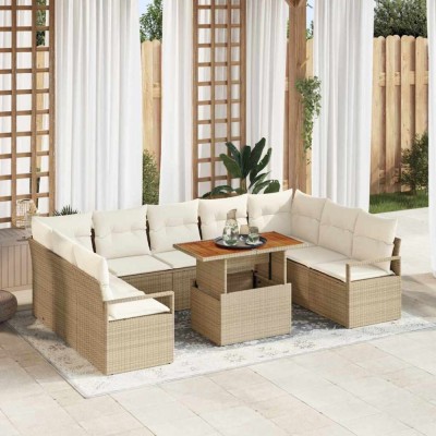 vidaXL Set de canapele pentru grădină 10 pcs Bej Rattan poli 3358493 foto