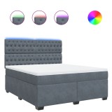 Cumpara ieftin Pat box spring cu saltea, gri inchis, 180x200 cm, catifea