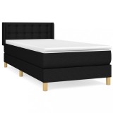 Cumpara ieftin Pat box spring cu saltea, negru, 100x200 cm, textil