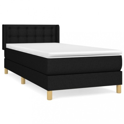 Pat box spring cu saltea, negru, 100x200 cm, textil foto